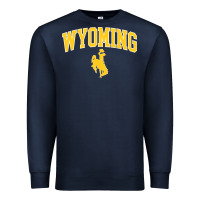 Navy Kids Wyoming Cowboys Apparel Fan Favorite Brown Arch Premium Sweatshirt - trangStudio