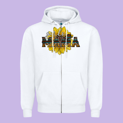 Girls Mama Sunflower Zipper Hoodie Designed By Racoondesign