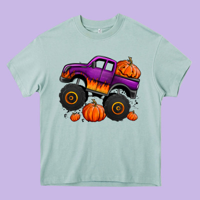 Halloween Jack O Lantern Monster Truck Heavy Core Tee Designed By Jasminsmagicworld