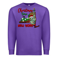 Purple christmas time in new york Premium Sweatshirt - BarkalooDesign