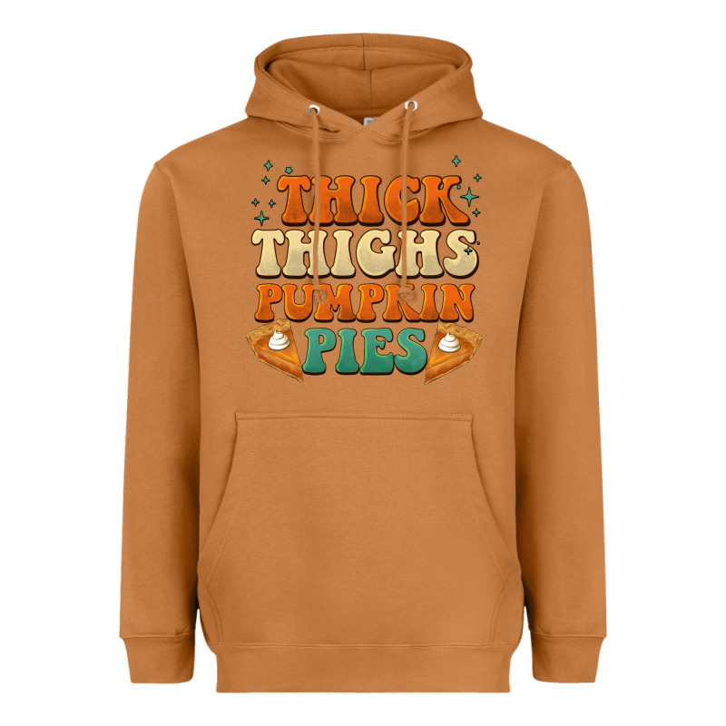 Thick Thighs Pumpkin Pies Heavyweight Hoodie by BarkalooDesign | Teevron