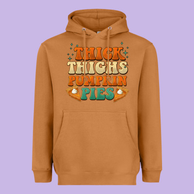Thick Thighs Pumpkin Pies Heavyweight Hoodie Designed By Barkaloodesign