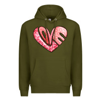 Army Green heart shaped love valentine's day Premium Hoodie - LillyAllenDesigns