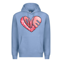 Colony Blue heart shaped love valentine's day Premium Hoodie - LillyAllenDesigns