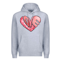 Heather Grey heart shaped love valentine's day Premium Hoodie - LillyAllenDesigns