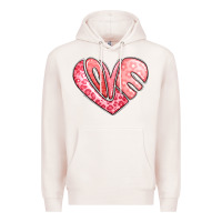 Pale Pink heart shaped love valentine's day Premium Hoodie - LillyAllenDesigns