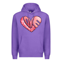 Purple heart shaped love valentine's day Premium Hoodie - LillyAllenDesigns