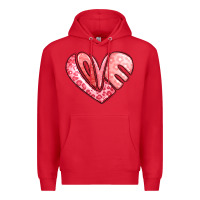 Red heart shaped love valentine's day Premium Hoodie - LillyAllenDesigns