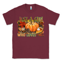 Burgundy Just a girl who loves Fall Classic Tee - NancyCooperArtShop