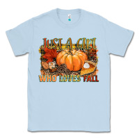 Dusty Blue Just a girl who loves Fall Classic Tee - NancyCooperArtShop