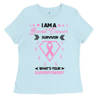 Baby Blue I am a Breast Cancer Survivor What is Your Superpower Ladies Tee - Bettercallsaul