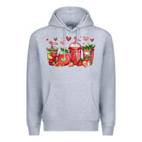 Heather Grey strawberry coffee cups Premium Hoodie - Jasminsmagicworld