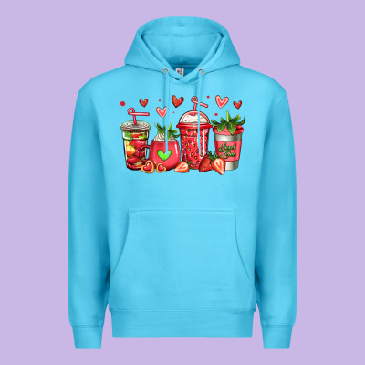 Strawberry Coffee Cups Premium Hoodie Designed By Jasminsmagicworld
