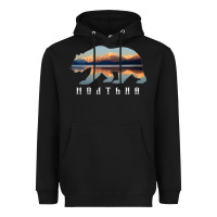 Black Montana Bear with Glacier National Park Lake Image Souvenir Heavyweight Hoodie - trangStudio