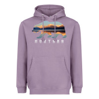 Lavender Montana Bear with Glacier National Park Lake Image Souvenir Heavyweight Hoodie - trangStudio