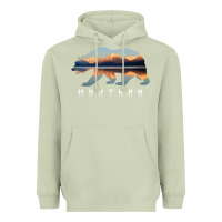 Matcha Montana Bear with Glacier National Park Lake Image Souvenir Heavyweight Hoodie - trangStudio
