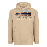 Mushroom Montana Bear with Glacier National Park Lake Image Souvenir Heavyweight Hoodie - trangStudio