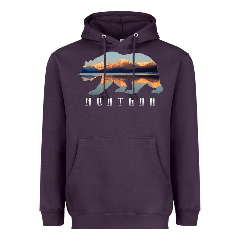 Montana Bear With Glacier National Park Lake Image Souvenir Heavyweight Hoodie by trangStudio | Teevron