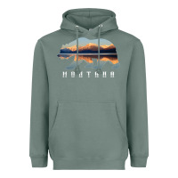 Sage Montana Bear with Glacier National Park Lake Image Souvenir Heavyweight Hoodie - trangStudio