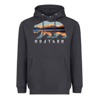Smoke Montana Bear with Glacier National Park Lake Image Souvenir Heavyweight Hoodie - trangStudio