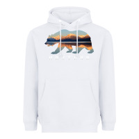 White Montana Bear with Glacier National Park Lake Image Souvenir Heavyweight Hoodie - trangStudio