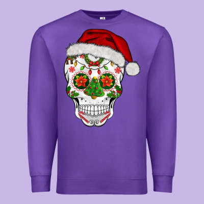 Sugar Skull  Christmas Premium Sweatshirt Designed By Barkaloodesign