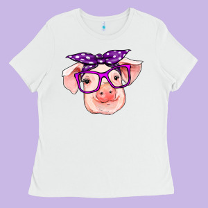Pig With Bandana Ladies Tee Designed By Ranaportraitstore