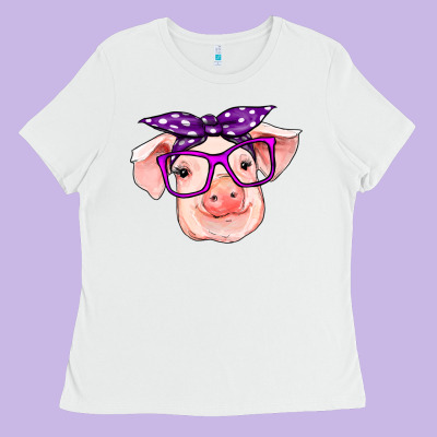 Pig With Bandana Ladies Tee Designed By Ranaportraitstore