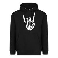 Black halloween skeleton hand horns rock n roll music lover tank top Heavyweight Hoodie - trangStudio