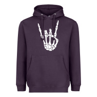 Plum halloween skeleton hand horns rock n roll music lover tank top Heavyweight Hoodie - trangStudio