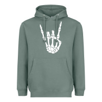 Sage halloween skeleton hand horns rock n roll music lover tank top Heavyweight Hoodie - trangStudio
