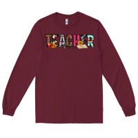 Burgundy teacher Long Sleeve Tee - OliviaCreatesArt