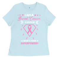 Baby Blue I am a Breast Cancer Survivor What is Your Superpower Ladies Tee - Bettercallsaul