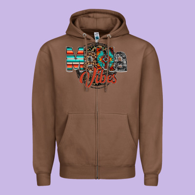 Mama Vibes Zipper Hoodie Designed By Racoondesign
