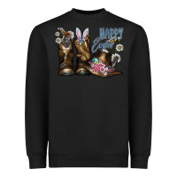 Black Happy Easter Heavyweight Sweatshirt - CowhideDigitalArt