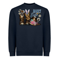 Navy Happy Easter Heavyweight Sweatshirt - CowhideDigitalArt