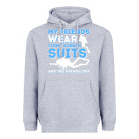 Heather Grey My Friends Wear Tight Rubber Suits  Scuba Diving & Diver Heavyweight Hoodie - trangStudio
