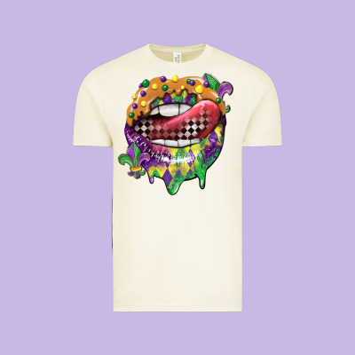 Mardi Gras Lips Vintage Tee Designed By Cowgirlartshop