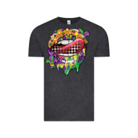 Vintage Black mardi gras lips Vintage Tee - CowGirlArtShop