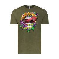Vintage Olive mardi gras lips Vintage Tee - CowGirlArtShop