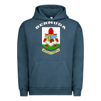 Pigment Midnight Navy Bermuda Coat of Arms Souvenir Gift Flag Bermudian Urban Hoodie - trangStudio