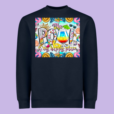 The Pool Is My Happy Place Heavyweight Sweatshirt Designed By Cowhidedigitalart