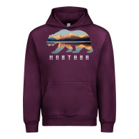 Mauve Wine Montana Bear with Glacier National Park Lake Image Souvenir Urban Hoodie - trangStudio