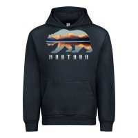 Navy Montana Bear with Glacier National Park Lake Image Souvenir Urban Hoodie - trangStudio