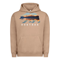 Pigment Burro Montana Bear with Glacier National Park Lake Image Souvenir Urban Hoodie - trangStudio