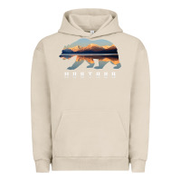 Pigment French Oak Montana Bear with Glacier National Park Lake Image Souvenir Urban Hoodie - trangStudio