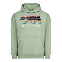 Pigment Oil Green Montana Bear with Glacier National Park Lake Image Souvenir Urban Hoodie - trangStudio