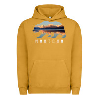 Pigment Peanut Butter Montana Bear with Glacier National Park Lake Image Souvenir Urban Hoodie - trangStudio