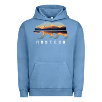 Pigment Pebble Blue Montana Bear with Glacier National Park Lake Image Souvenir Urban Hoodie - trangStudio