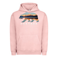 Pigment Salmon Montana Bear with Glacier National Park Lake Image Souvenir Urban Hoodie - trangStudio